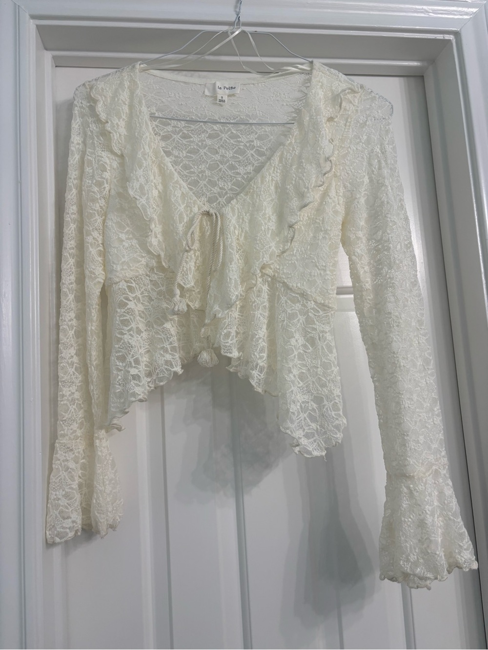 Le Peche Lace Tie Front Cardigan - Picture 3 of 4